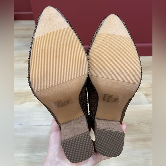 Wild Pair Baybe Brown Crystal Rhinestone Booties 3.5 inch Block Heels Size 5.5 - Picture 11 of 13